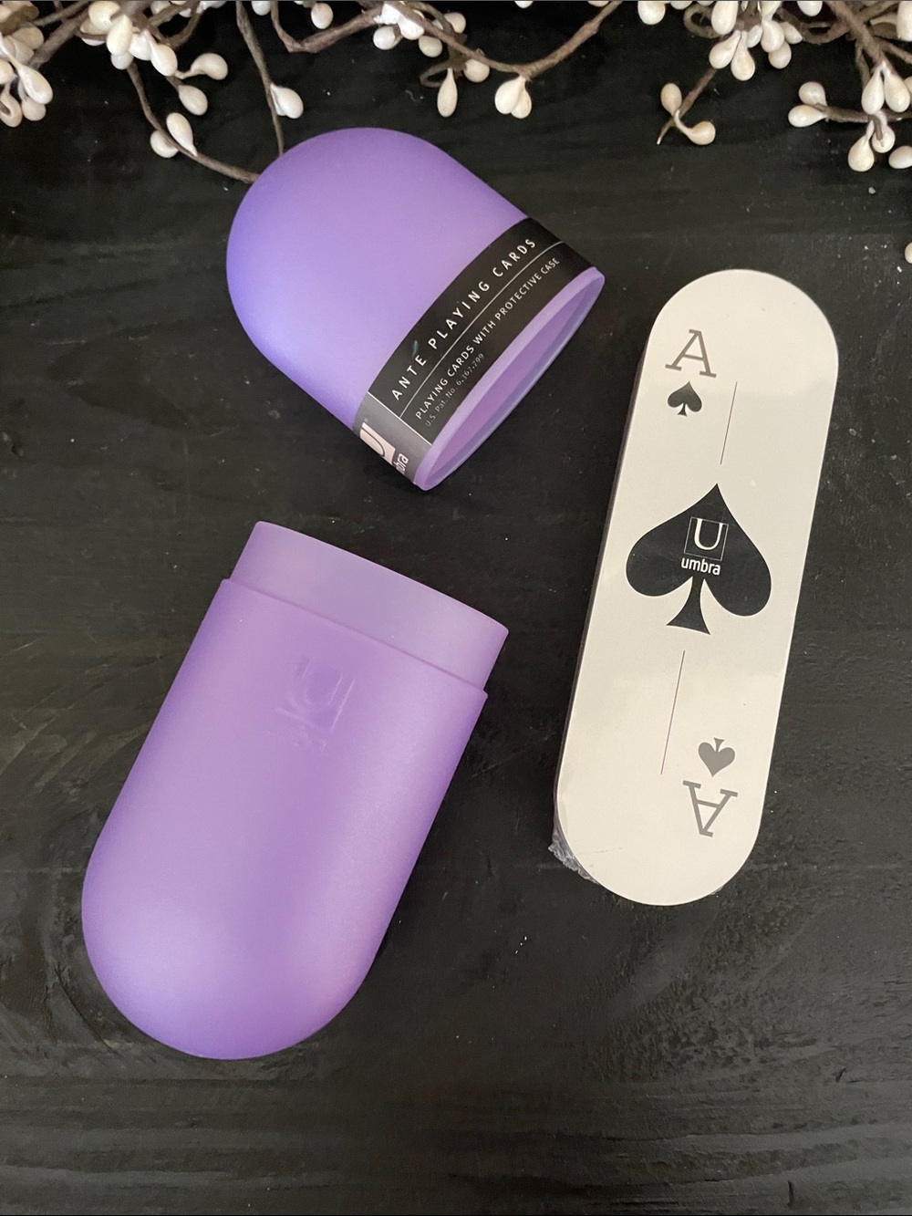NWT Sealed Umbra Ante Playing Cards with Lilac Protective Case